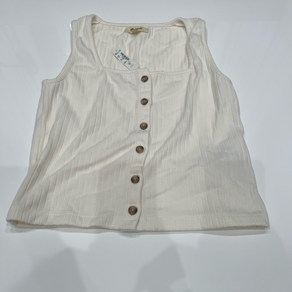 Madewell Ribbed Button Front Crop Tank